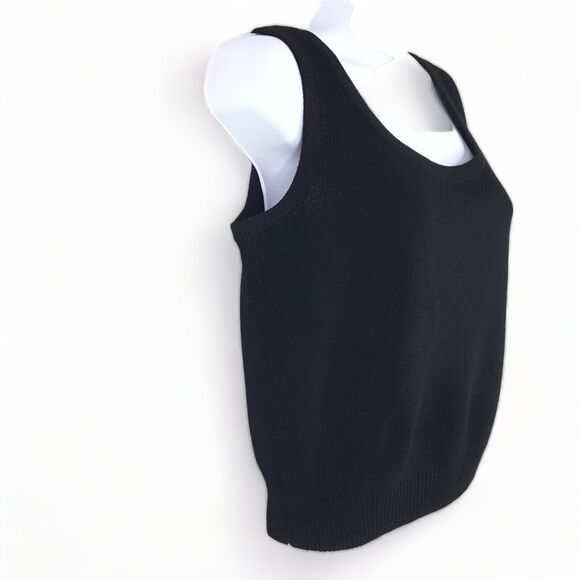 ST. JOHN Basics Santana Knit Crop Top Size S Sleeveless Scoop Neck US Made Black - Picture 1 of 10
